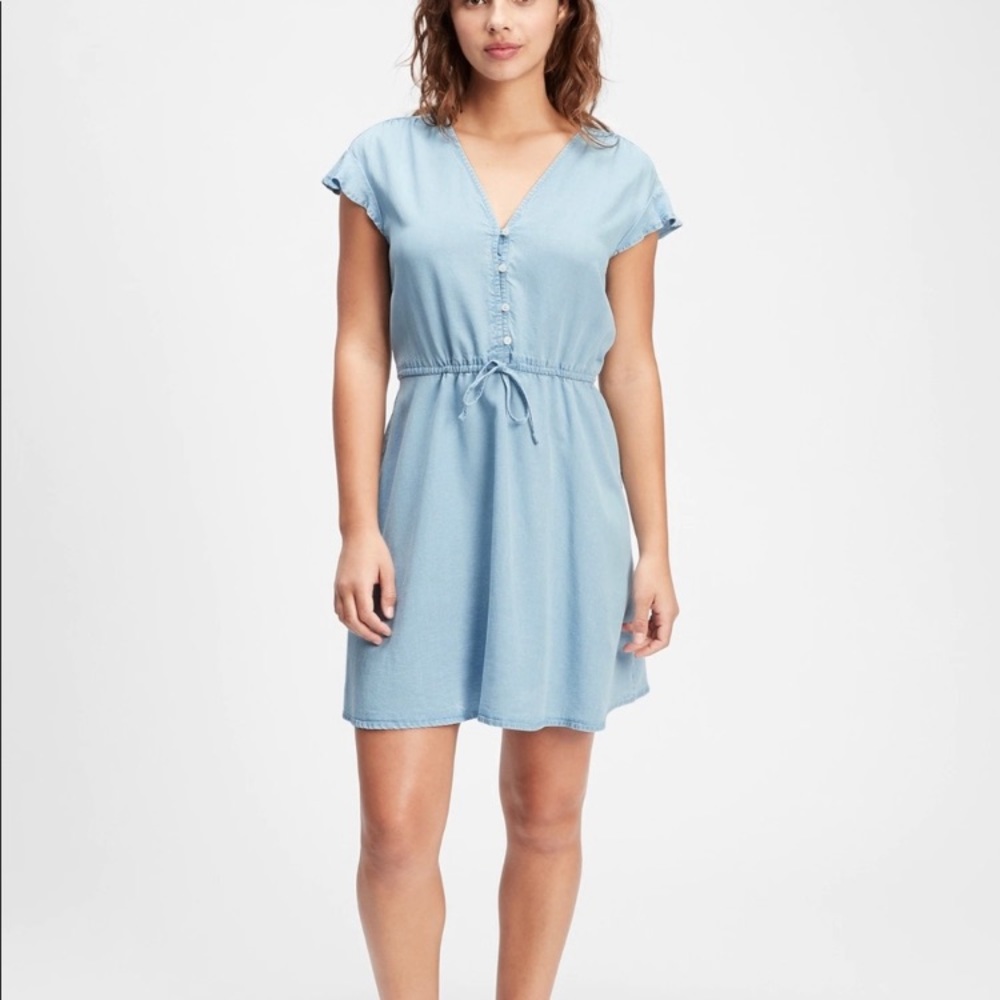 GAP Flutter Sleeve Chambray Denim Dress